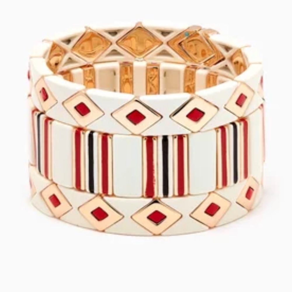 NWOT set of theee Roxanne Assoulin queen of red diamond bracelet